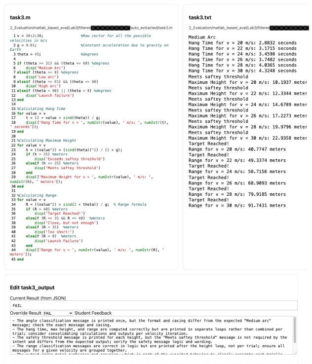 Instructor review interface